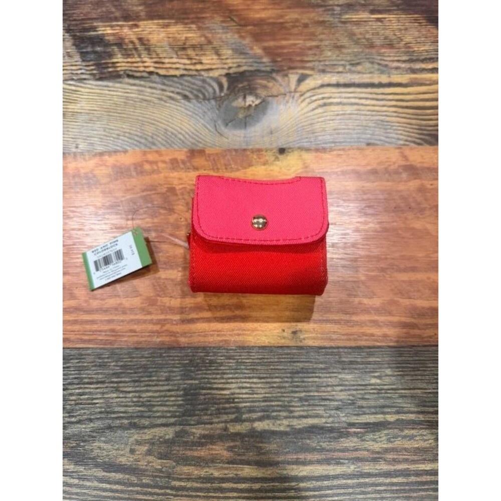 Kate Spade New York Red Pink Colorblock Small Wallet Poop Bag Holder NWT